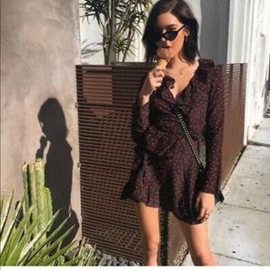 Realisation Italia Wrap Dress Black Red Polka Dot